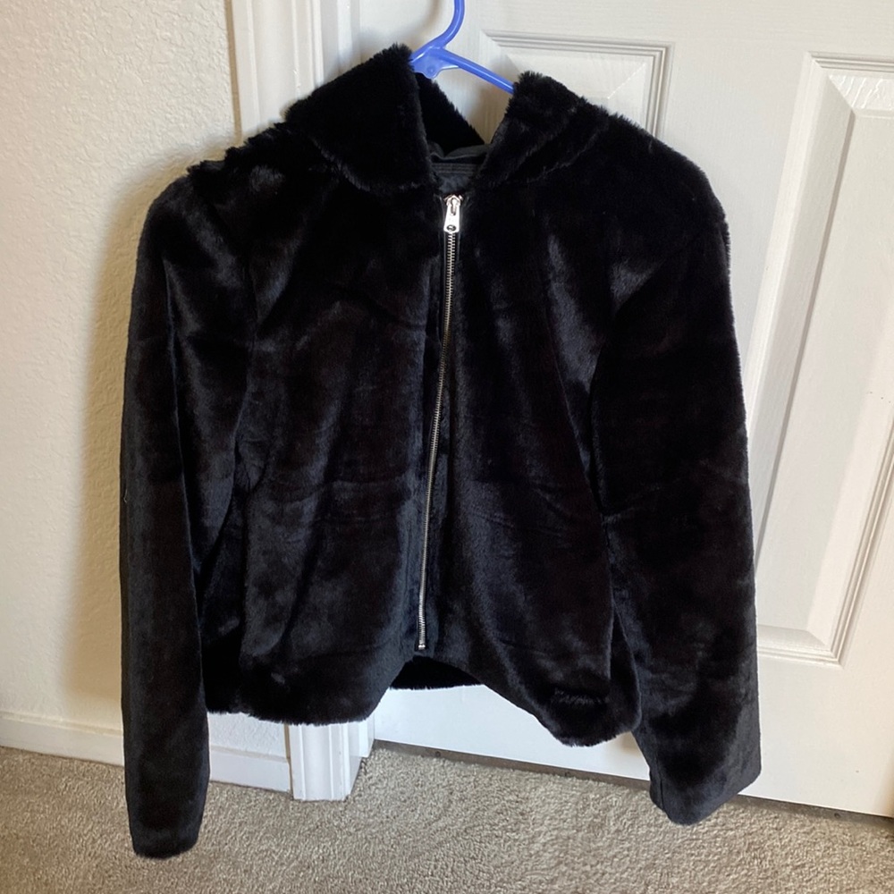 A&F medium black hooded jacket, new with tags